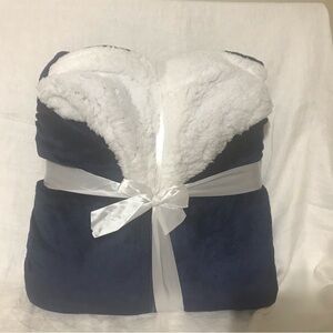 Cozy Navy and White Plush Robe